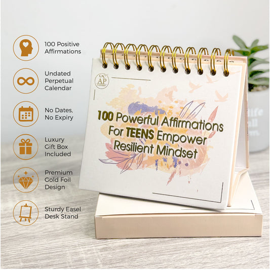 AP Inspiration Teen Affirmation Cards Desk Display – 100 Daily Positive Affirmations for Confidence, Self-Love & Growth Mindset | Undated Motivational Desk Display Gift for Teen Girls, Boys & Students