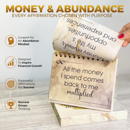 AP Inspiration Money Affirmation Cards Desk Display – 100 Daily Wealth & Abundance Affirmations for Success Mindset, Manifestation & Financial Confidence | Luxury Undated Gift for Entrepreneurs & Professionals