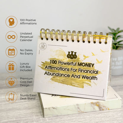 AP Inspiration Money Affirmation Cards Desk Display – 100 Daily Wealth & Abundance Affirmations for Success Mindset, Manifestation & Financial Confidence | Luxury Undated Gift for Entrepreneurs & Professionals