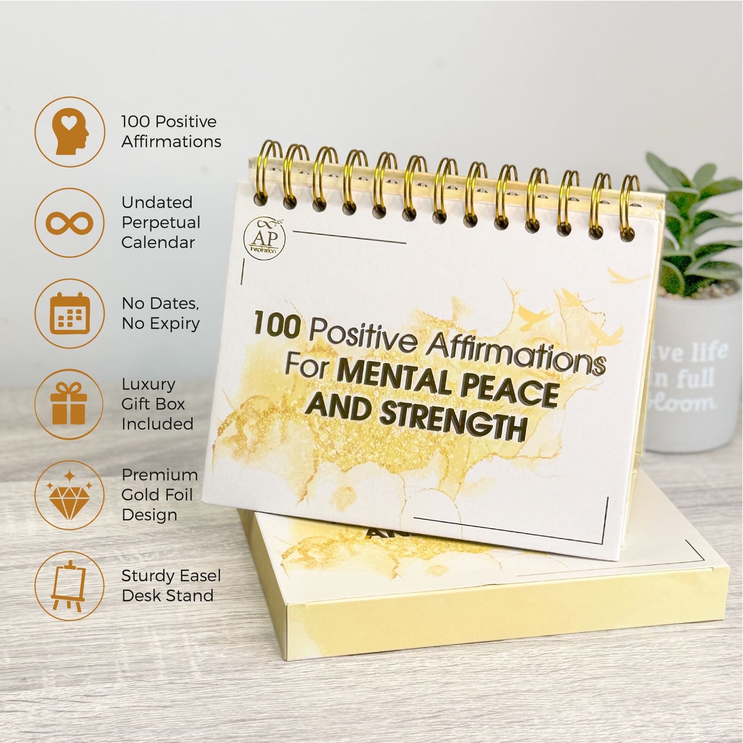 AP Inspiration Mental Health Affirmation Cards Desk Display – 100 Daily Positive Affirmations for Self-Care, Mindfulness & Anxiety Relief | Undated Inspirational Wellness Gift for Women & Men