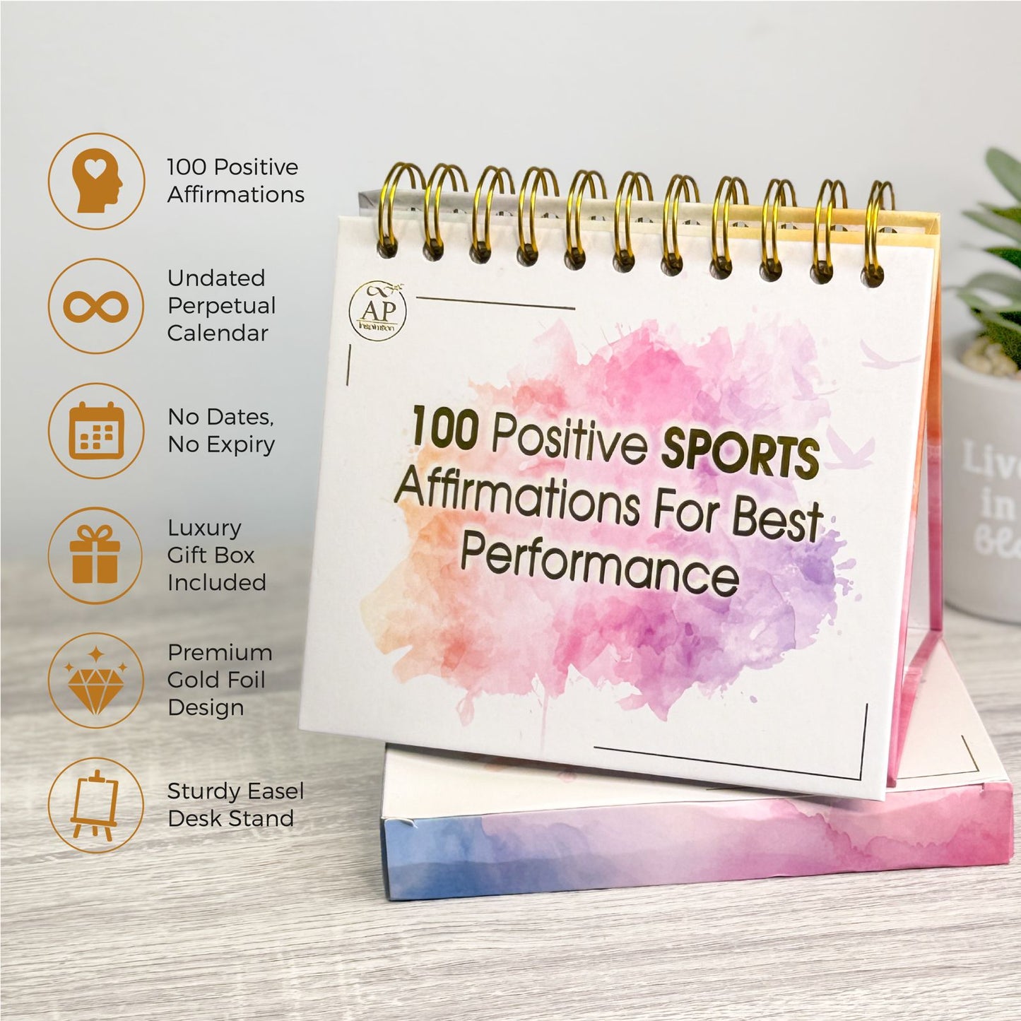 AP Inspiration Sports Affirmation Cards Desk Display – 100 Daily Motivational Affirmations for Athletes, Coaches & Teams | Mental Toughness, Focus & Peak Performance Undated Gift
