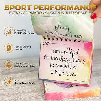 AP Inspiration Sports Affirmation Cards Desk Display – 100 Daily Motivational Affirmations for Athletes, Coaches & Teams | Mental Toughness, Focus & Peak Performance Undated Gift